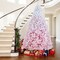 White-Pink PVC Christmas Tree with Flocked Tips and Folding Metal Stand